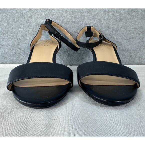 Naturalizer Women's sz 8 Hattie Black Leather Kitten Heel Ankle Strap Open Toe - Picture 4 of 10